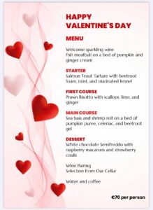 San Valentine’s special Dinner