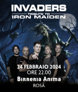 Cena + live Invaders Tribut to Iron Maiden @BirreriaAnima – Rosà (VI)