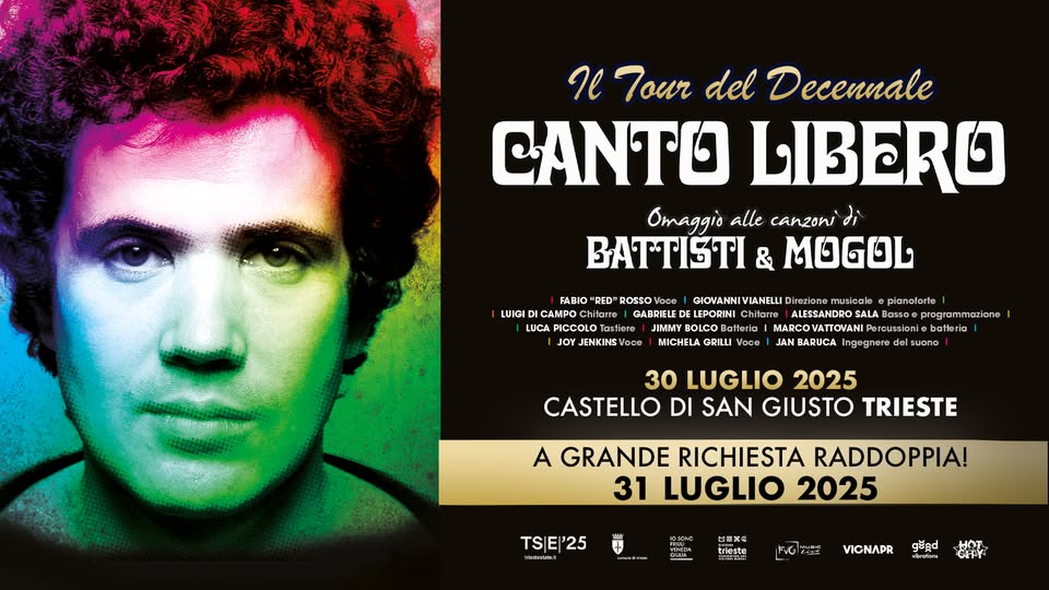 CANTO LIBERO - Omaggio alle Canzoni di Battisti e Mogol ● Castello di San Giusto ● 31 luglio 2025 - EventiFVG.it