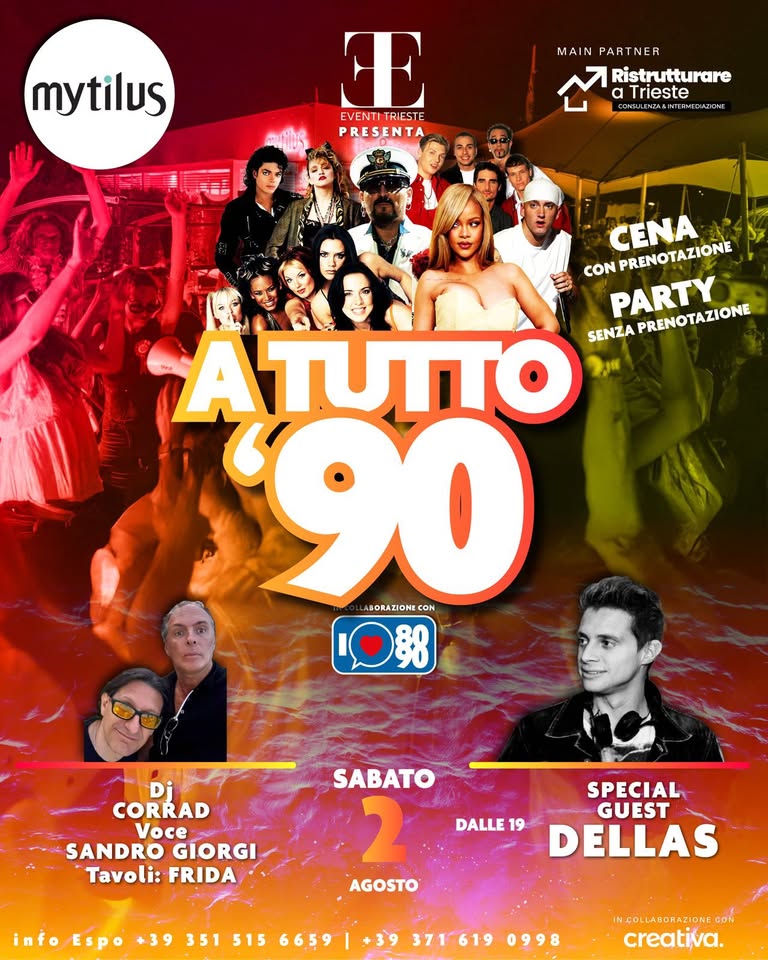 “A TUTTO 90” TORNA AL MYTILUS 😍 - “A TUTTO 90” TORNA AL MYTILUS 😍 - EventiFVG.it
