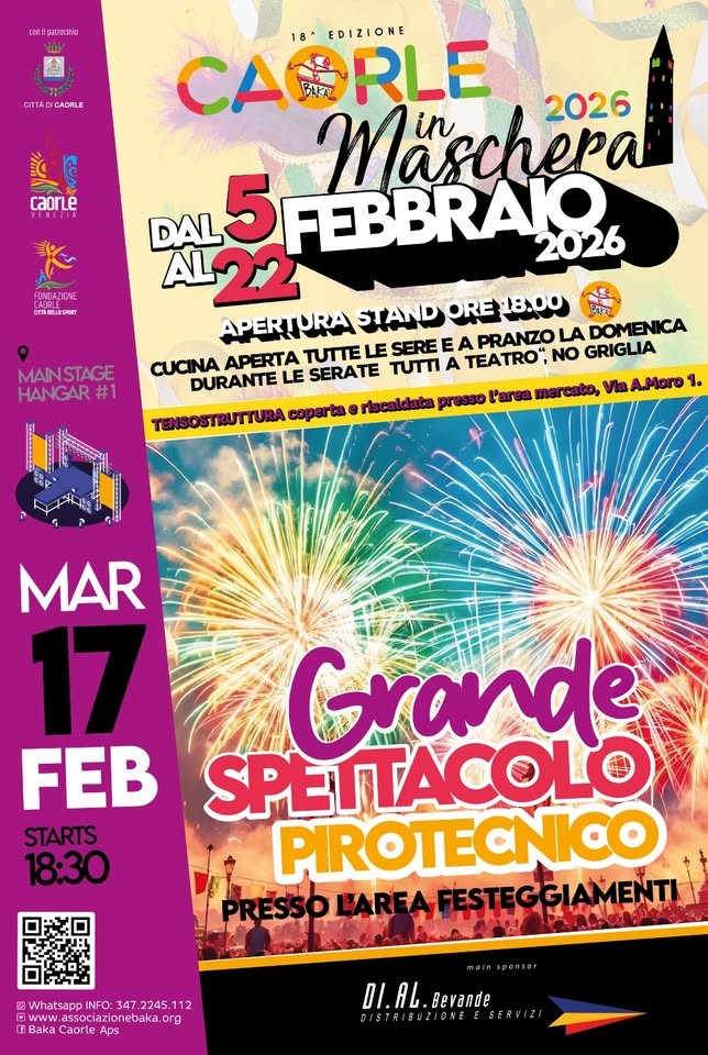 Caorle in Maschera 2026 – SPETTACOLO PIROTECNICO