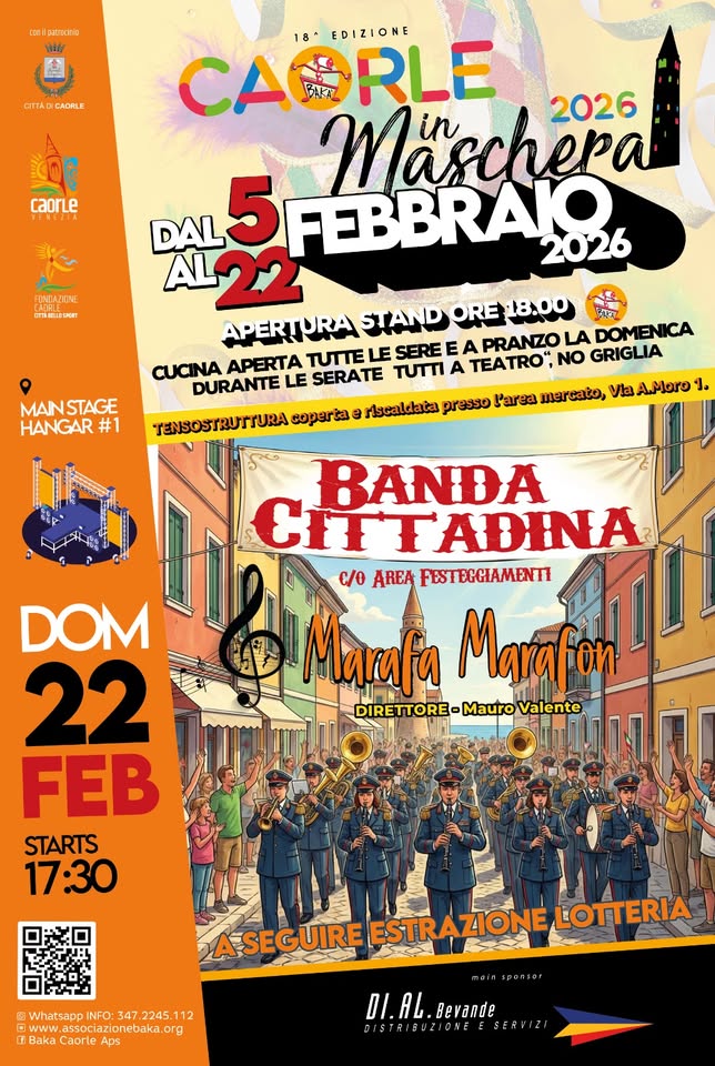 Caorle in Maschera 2026 - ESIBIZIONE BANDA CITTADINA - EventiFVG.it
