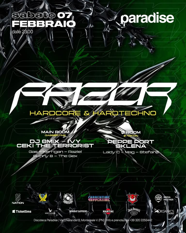 RAZOR ⛓️ Hardcore and Hardtechno | Gabbertime 🤝 ØNation • Paradise - RAZOR ⛓️ Hardcore and Hardtechno | Gabbertime 🤝 ØNation • Paradise - EventiFVG.it