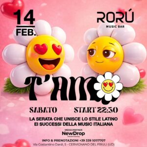 T’AMO | SABATO 14 FEBBRAIO | RORU MUSIC BAR