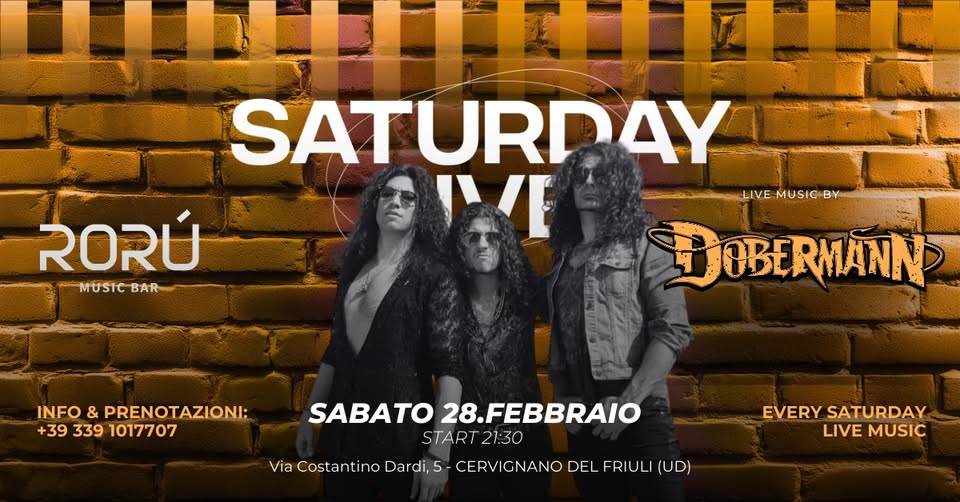SABATO 28 FEBBRAIO 2026 | SATURDAY LIVE | DOBERMANN - EventiFVG.it