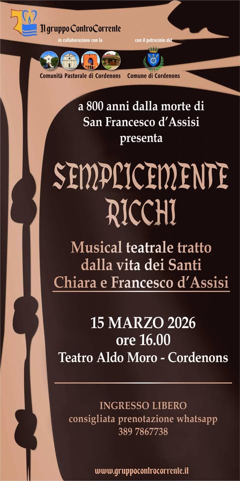A Cordenons Il gruppo ControCorrente presenta SEMPLICEMENTE RICCHI - A Cordenons Il gruppo ControCorrente presenta SEMPLICEMENTE RICCHI - EventiFVG.it