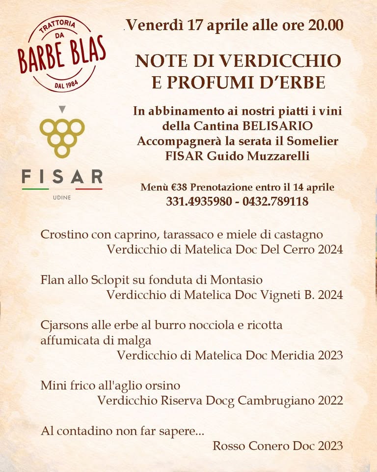 Note di Verdicchio e profumi d'Erbe - EventiFVG.it