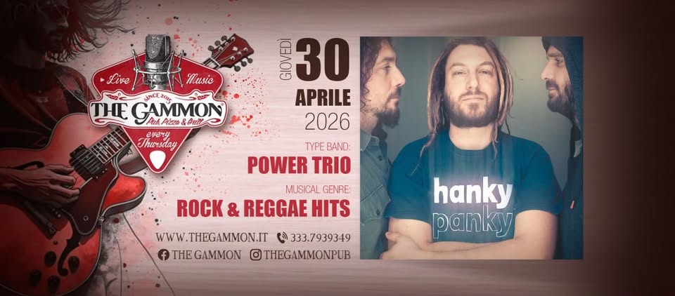 Live Music: Giovedì 30 Aprile "Hanky Panky" Rock & Reggae - EventiFVG.it