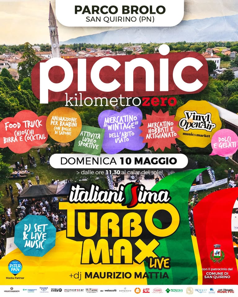 PICNIC kilometrozero al Parco Brolo a San Quirino (PN) con i TURBO MAX live - data zero! - EventiFVG.it