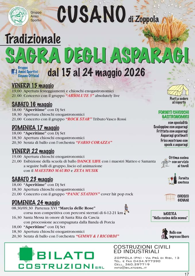 Sagra degli asparagi 2026 - Cusano di Zoppola - EventiFVG.it