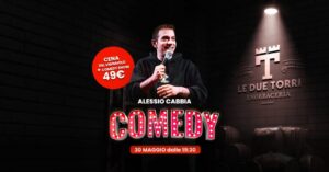🍷🎭 Cena & Spettacolo con Alessio Cabbia – Le Due Torri – Tricesimo