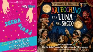A Pordenone per SCENA BIMBA Compagnia L’Aprisogni / Ortoteatro in ARLECCHINO E LA LUNA NEL SACCO