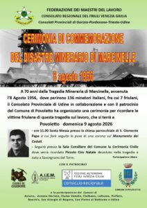 Cerimonia di Commemorazione del Disastro Minerario di Marcinelle, 8 Agosto 1956 – 70º Anniversario