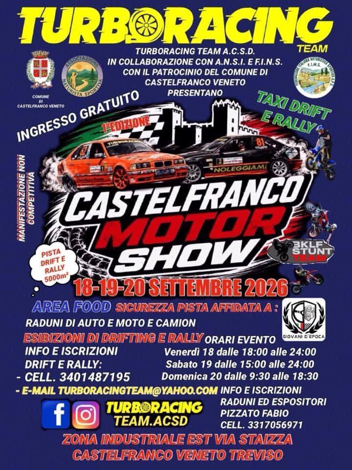 1°CASTELFRANCO MOTOR SHOW 18-19-20 SETTEMBRE 2026 - EventiFVG.it