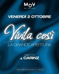VIVILA COSÌ AL MOV DI SACILE • LA GRANDE APERTURA • VENERDÌ 2 OTTOBRE 2026