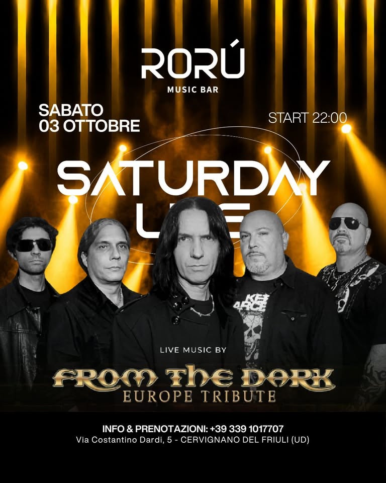From the Dark Europe Tribute Band @RorΓΊ Music Bar - From the Dark Europe Tribute Band @RorΓΊ Music Bar - EventiFVG.it