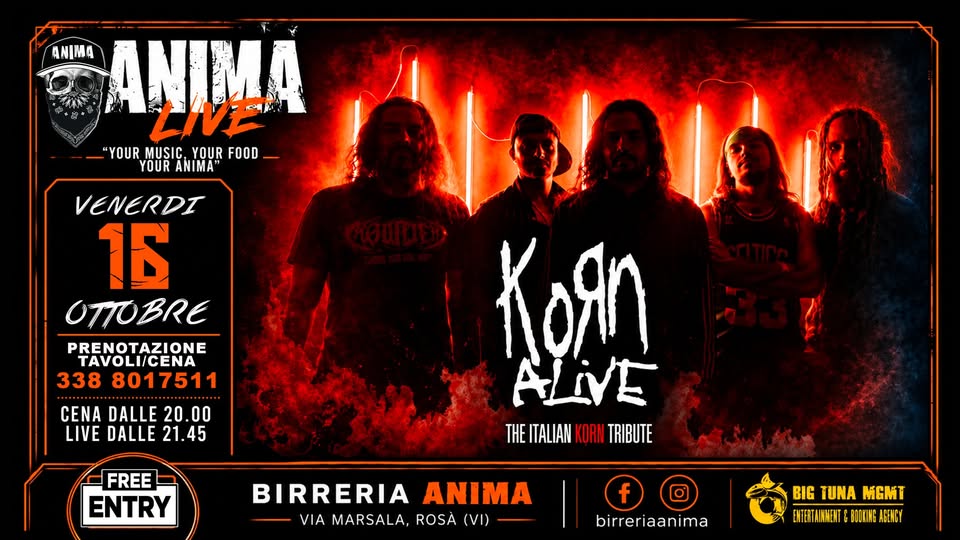 KORN ALIVE - Korn Tribute @๐๐๐๐๐ (๐๐๐ง๐+๐๐ข๐ฏ๐) - KORN ALIVE - Korn Tribute @๐๐๐๐๐ (๐๐๐ง๐+๐๐ข๐ฏ๐) - EventiFVG.it