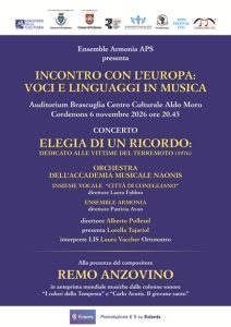 A Cordenons concerto INCONTRO CON L’EUROPA: VOCI E LINGUAGGI IN MUSICA